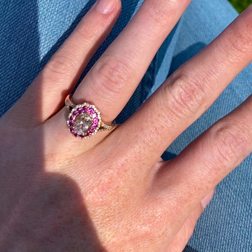 Morganite Engagement Ring 1/4 ct tw Diamonds 14K Rose Gold